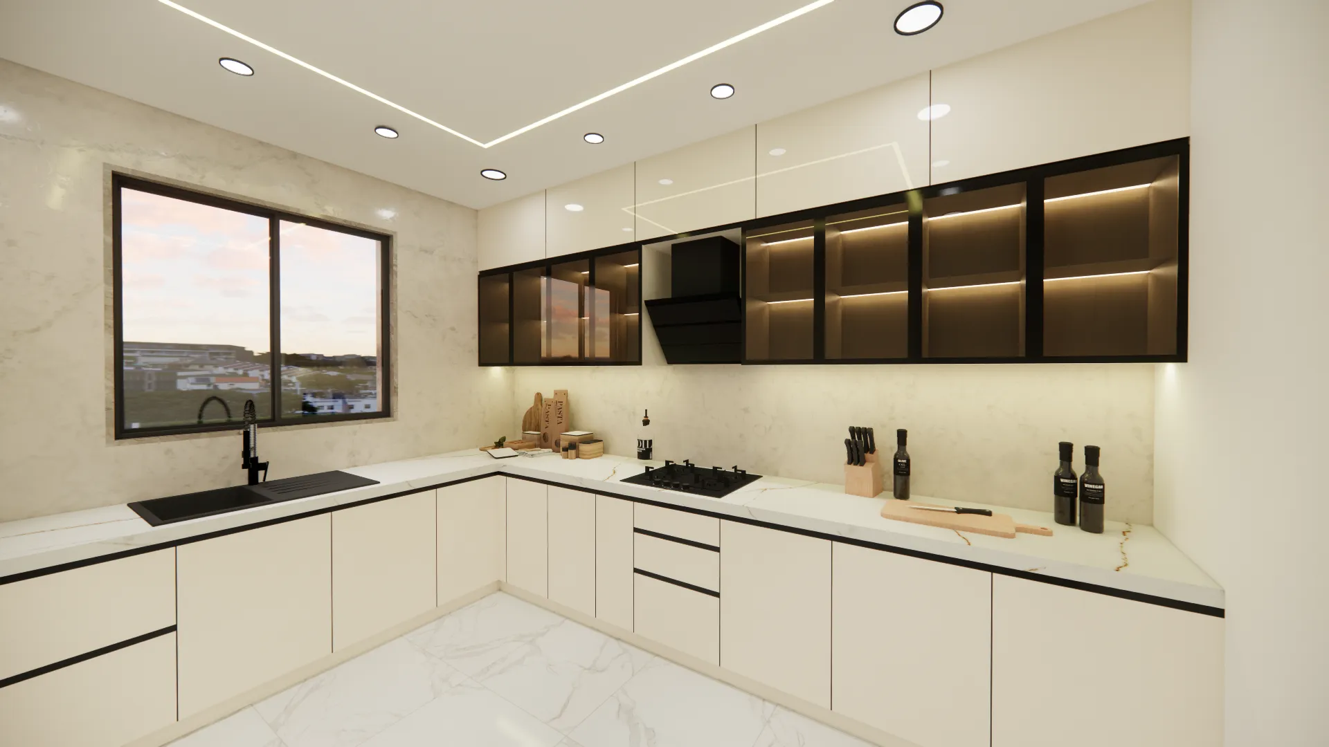 A bright, streamlined kitchen