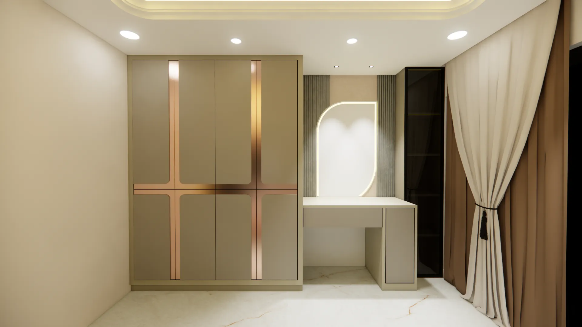 A softly styled dressing area