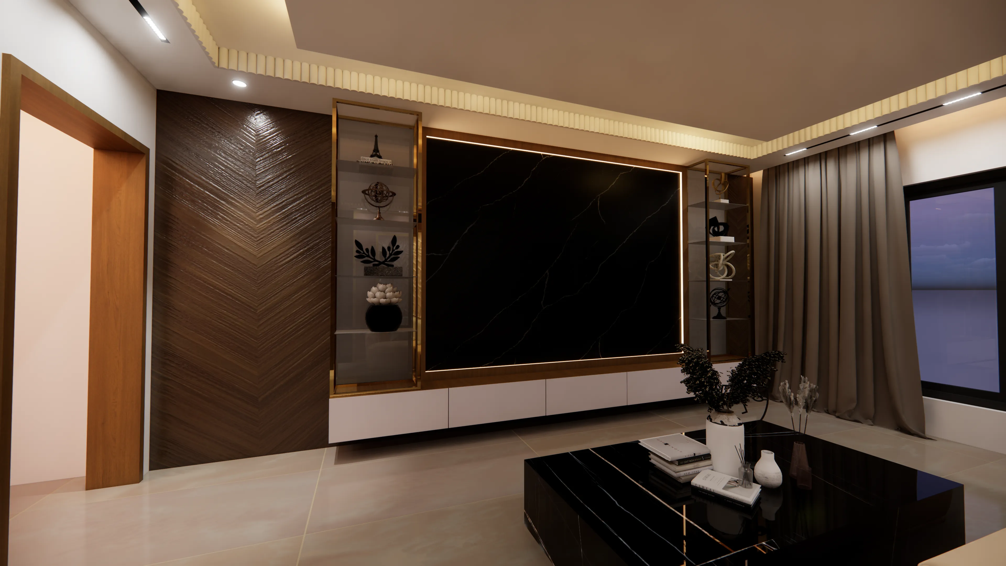 A sophisticated contemporary living room